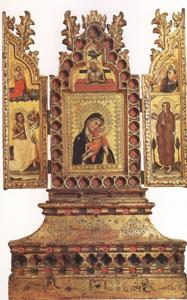 Simone Dei Crocefissi Virgin and Child with Saints a triptych (mk05) Norge oil painting art